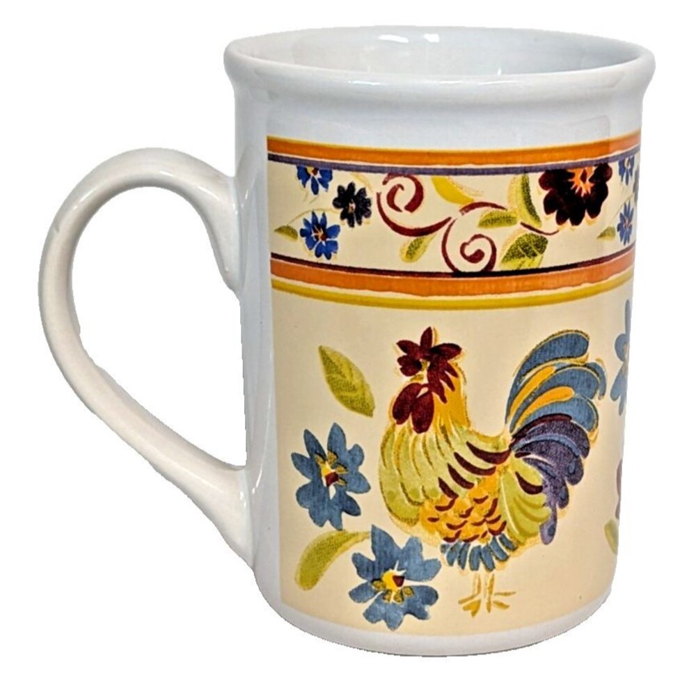 Gibson Home Urban Rooster Chicken Coffee Mug Tea Cup 12-oz Floral Kitchen Gift